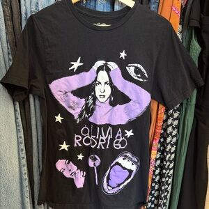 Olivia Rodrigo Black and Purple Graphic Women's T-Shirt Small S